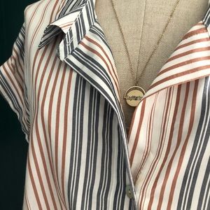 A new day burnt orange striped blouse xl